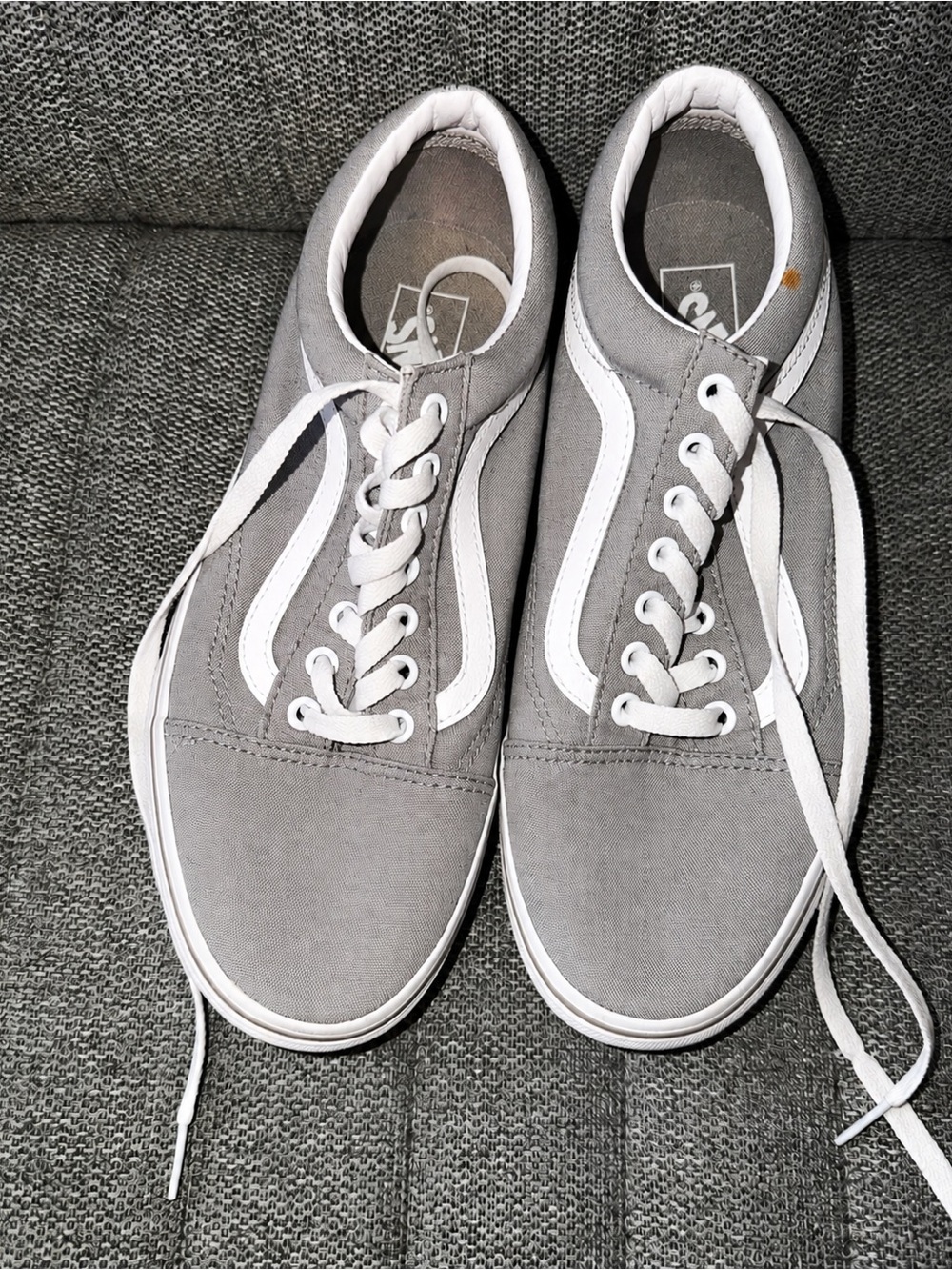 Vans Gray Canvas Low-Top Sneakers with White Side Stripe